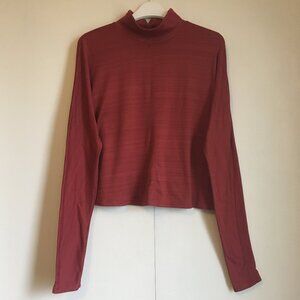 Kyodan Brick Red Mockneck Cropped Soft Athletic Shirt